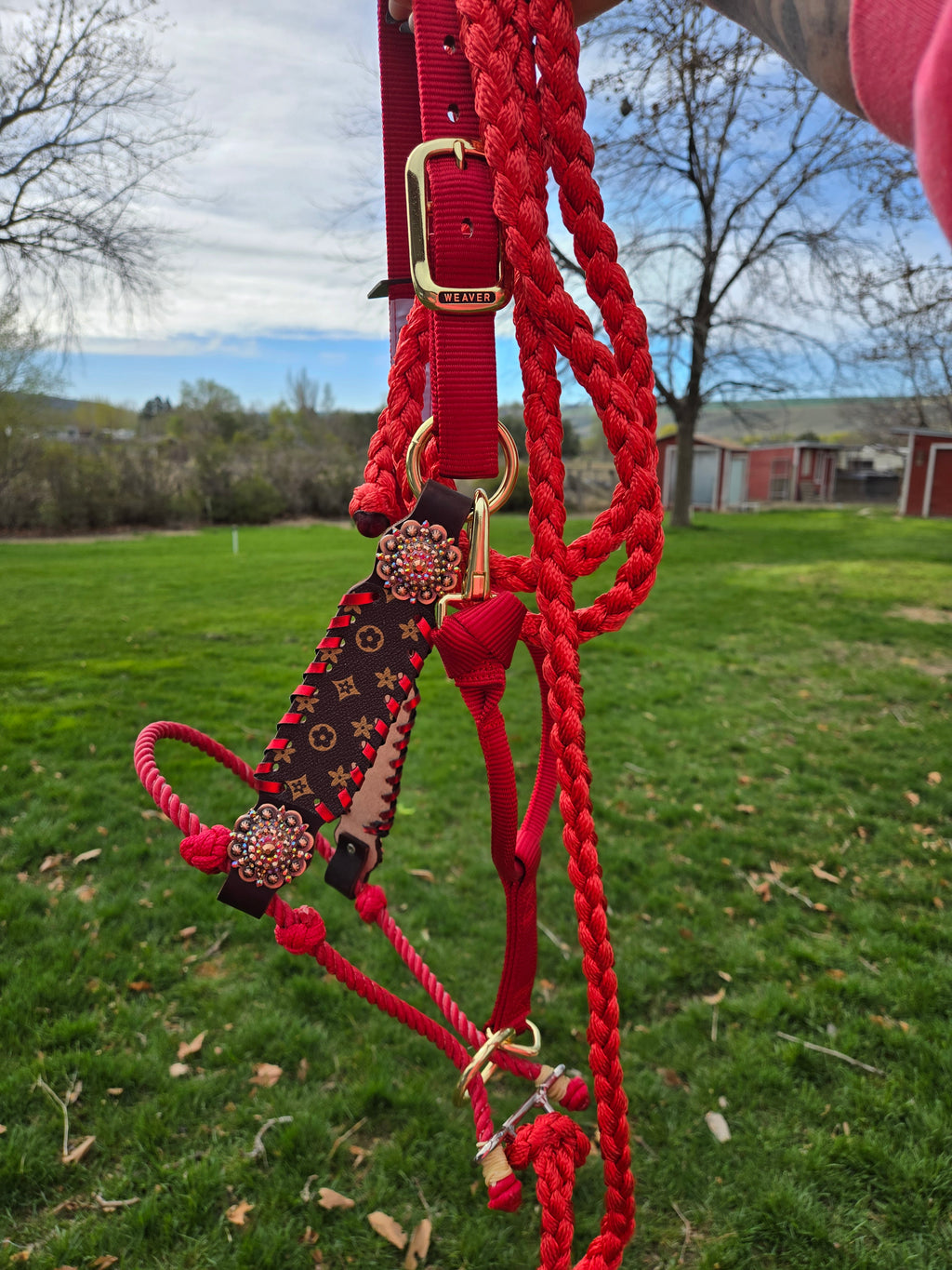 Red Metallic Bougie Lariat Halter
